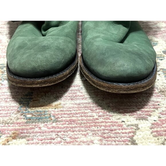 Liberty Black Green Leather Distressed Cowboy Booties Boots Size 7 - Picture 7 of 9
